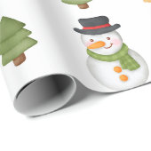Papier Cadeau Snowman et Penguin de Noël (Coin rond)