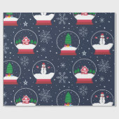 Papier Cadeau Snowman et sapin de Noël avec le Globe des neiges (Plat)