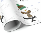 Papier Cadeau Snowman faisant des arts martiaux (Coin rond)
