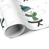 Papier Cadeau Snowman faisant des arts martiaux (Coin rond)