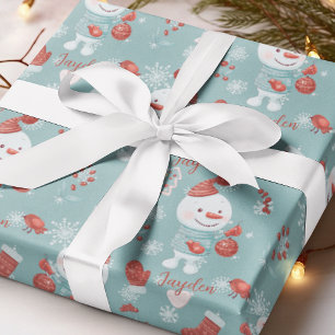 Papier Cadeau Snowman mignon Genre Neutre Enfants Nom Personnali