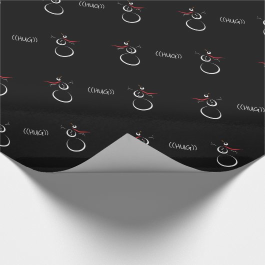 Papier Cadeau SNOWMAN PRÉSENTE Text Hug Black (Coin)