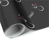Papier Cadeau SNOWMAN PRÉSENTE Text Hug Black (Coin rond)