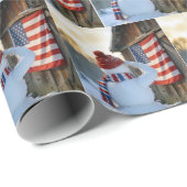 Papier Cadeau Snowman Saluting an American Flag (Coin rond)