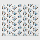 Papier Cadeau Snowman Ski En Blanc (Plat)