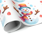 Papier Cadeau Snowman - Snowman gai pour Noël (Coin rond)
