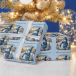 Papier Cadeau Snowman Starry Night Noël Désire Sur Une Étoile<br><div class="desc">Un arrière - plan étoilé bleu pâle avec un bonhomme de neige la nuit avec le texte "voeux de Noël sur une étoile"</div>