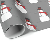 Papier Cadeau Snowman Sur Grey (Coin rond)