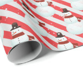 Papier Cadeau Snowman Sur Les Frappes De Sucre de canne (Coin rond)