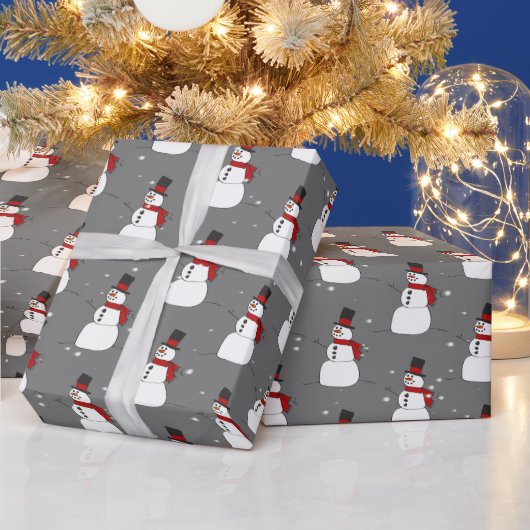 Papier Cadeau Snowman Sur Papier Gris (Vacances)