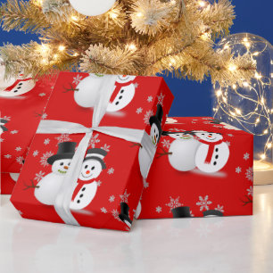 Papier Cadeau Snowman sur Red Christmas Craft ou