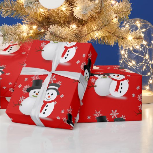 Papier Cadeau Snowman sur Red Christmas Craft ou (Vacances)