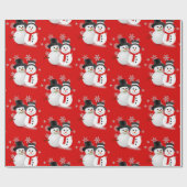 Papier Cadeau Snowman sur Red Christmas Craft ou (Plat)