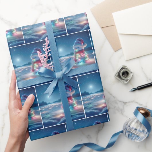 Papier Cadeau Snowman Tangé Dans Les Lumières De Noël (Cadeaux)