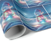 Papier Cadeau Snowman Tangé Dans Les Lumières De Noël (Coin rond)