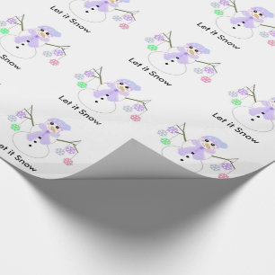 Papier Cadeau Snowman tenant des flocons de neige