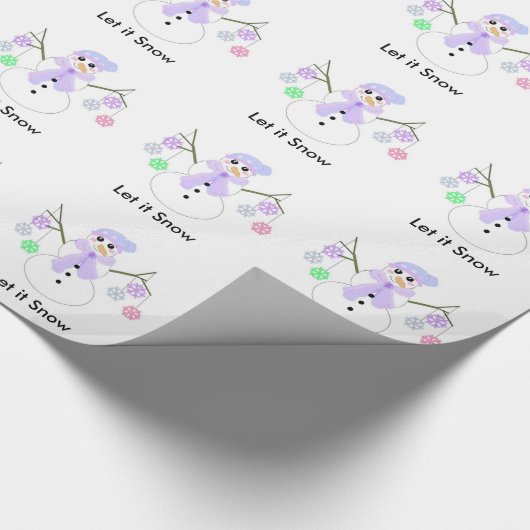 Papier Cadeau Snowman tenant des flocons de neige (Coin)