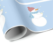 Papier Cadeau Snowman tenant un flocon de neige magique (Coin rond)