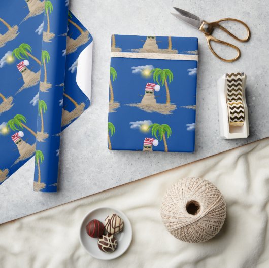 Papier Cadeau Snowman Tropical De Sable Par Palm Tree (Artisanat)