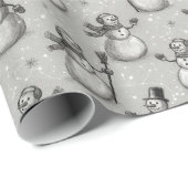 Papier Cadeau Snowman Wrapping Paper (Coin rond)