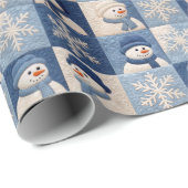 Papier Cadeau Snowmen and Snowflakes Quilt Pattern (Coin rond)