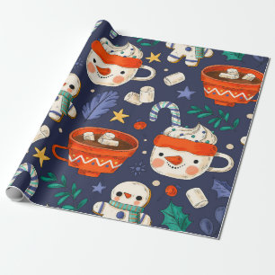 Papier Cadeau "Snowmen & Chocolat chaud"