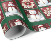 Papier Cadeau Snowmen Collage (Coin rond)
