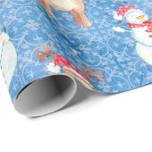 Papier Cadeau Snowmen et rennes de Noël (Coin rond)