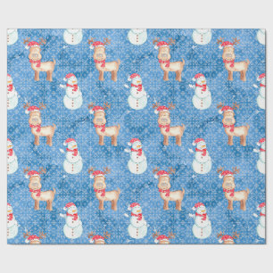 Papier Cadeau Snowmen et rennes de Noël