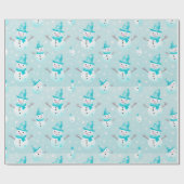 Papier Cadeau Snowmen et Snowflakes Noël moderne (Plat)