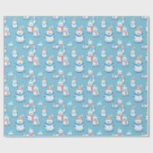 Papier Cadeau Snowmen Flèches Bleu Noël moderne (Plat)