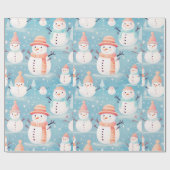 Papier Cadeau Snowmen Flèches Bleu Noël moderne (Plat)
