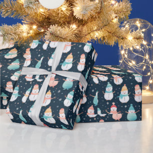 Papier Cadeau Snowmen—Flèches de neige Moderne Noël