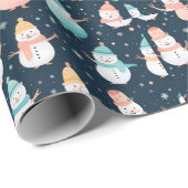 Papier Cadeau Snowmen—Flèches de neige Moderne Noël (Coin rond)