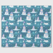 Papier Cadeau Snowmen—Flèches de neige Moderne Noël (Plat)