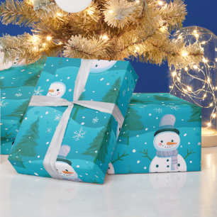 Papier Cadeau Snowmen—Flèches de neige Moderne Noël