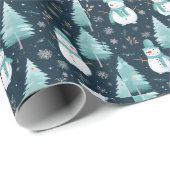 Papier Cadeau Snowmen—Flèches de neige Moderne Noël (Coin rond)