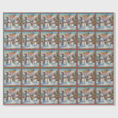 Papier Cadeau Snowmen, Joyeux Noël, (Plat)