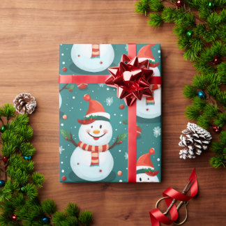 Papier Cadeau Snowmen mignon avec sapin de Noël