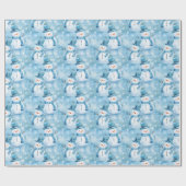 Papier Cadeau Snowmen mignons et flocons de neige (Plat)