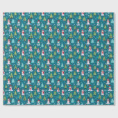 Papier Cadeau Snowmen Moderne Arbres de Noël Vert Noël (Plat)