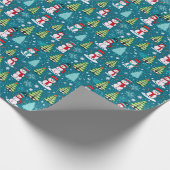 Papier Cadeau Snowmen Moderne Arbres de Noël Vert Noël (Coin)