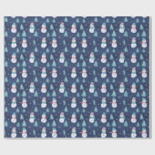 Papier Cadeau Snowmen Snowflakes Arbres Noël moderne (Plat)