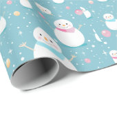 Papier Cadeau Snowmen Snowflakes Ballons de Noël moderne (Coin rond)