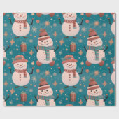 Papier Cadeau Snowmen Snowflakes Noël Ornements Noël (Plat)