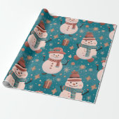 Papier Cadeau Snowmen Snowflakes Noël Ornements Noël (Déroulé)