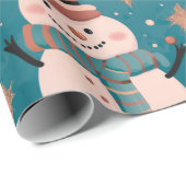 Papier Cadeau Snowmen Snowflakes Noël Ornements Noël (Coin rond)