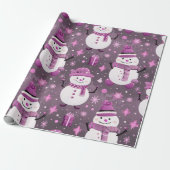 Papier Cadeau Snowmen Snowflakes Noël Ornements Noël (Déroulé)