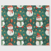 Papier Cadeau Snowmen Snowflakes Noël Ornements Noël (Plat)