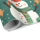 Papier Cadeau Snowmen Snowflakes Noël Ornements Noël (Coin rond)